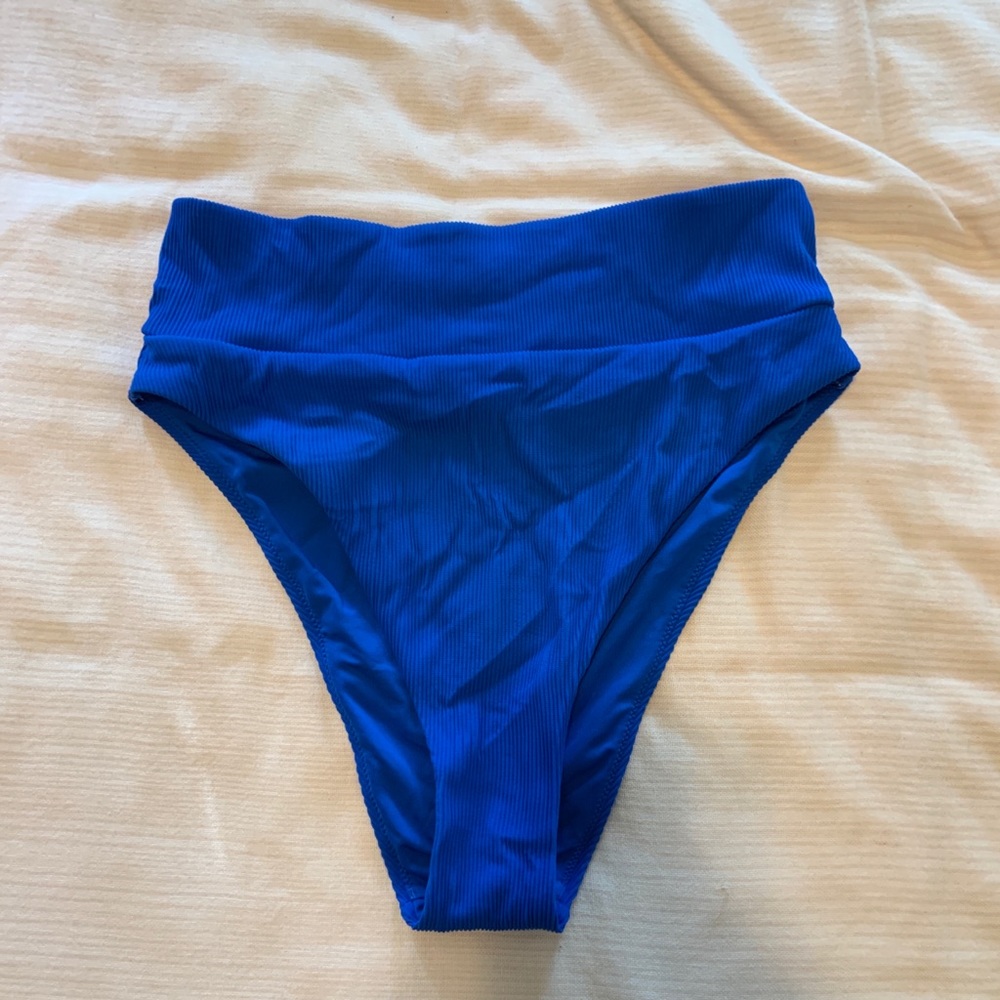 Aerie high waisted cheeky blue bikini bottoms